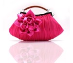 Fest taske - Konval, pink - sød festtaske i satin med hank og stor blomst